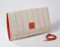 Romi Oversized Linen & Leather Clutch: Natural/Mango lines