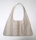 Fabiola Triangular Hobo Tote- Crema/Grey Cabana Stripe