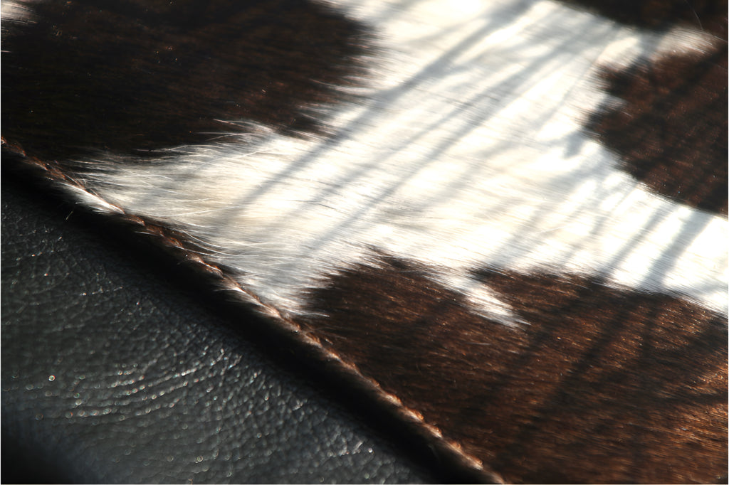 Jess Haircalf & Leather Oversized Clutch - Flat White Coffee Brindle & Black Noir