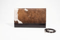 Jess Haircalf & Leather Oversized Clutch - Chestnut Brindle & Dark Chocolate