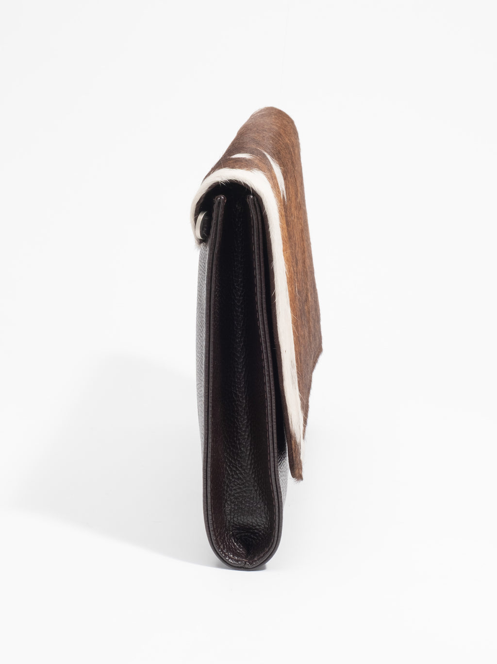 Jess Haircalf & Leather Oversized Clutch - Chestnut Brindle & Dark Chocolate