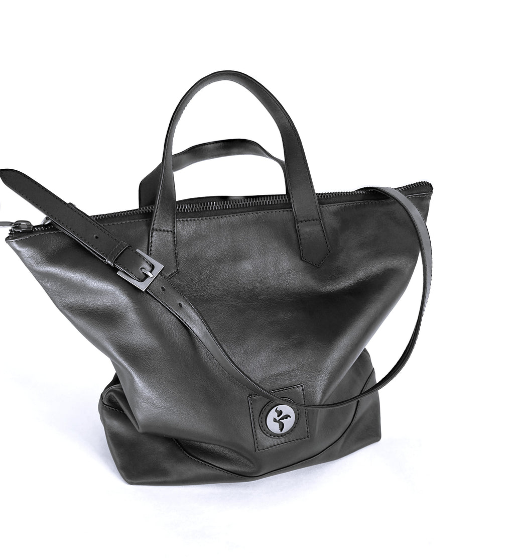 Lils Leather Backpack & Tote - Black Noir