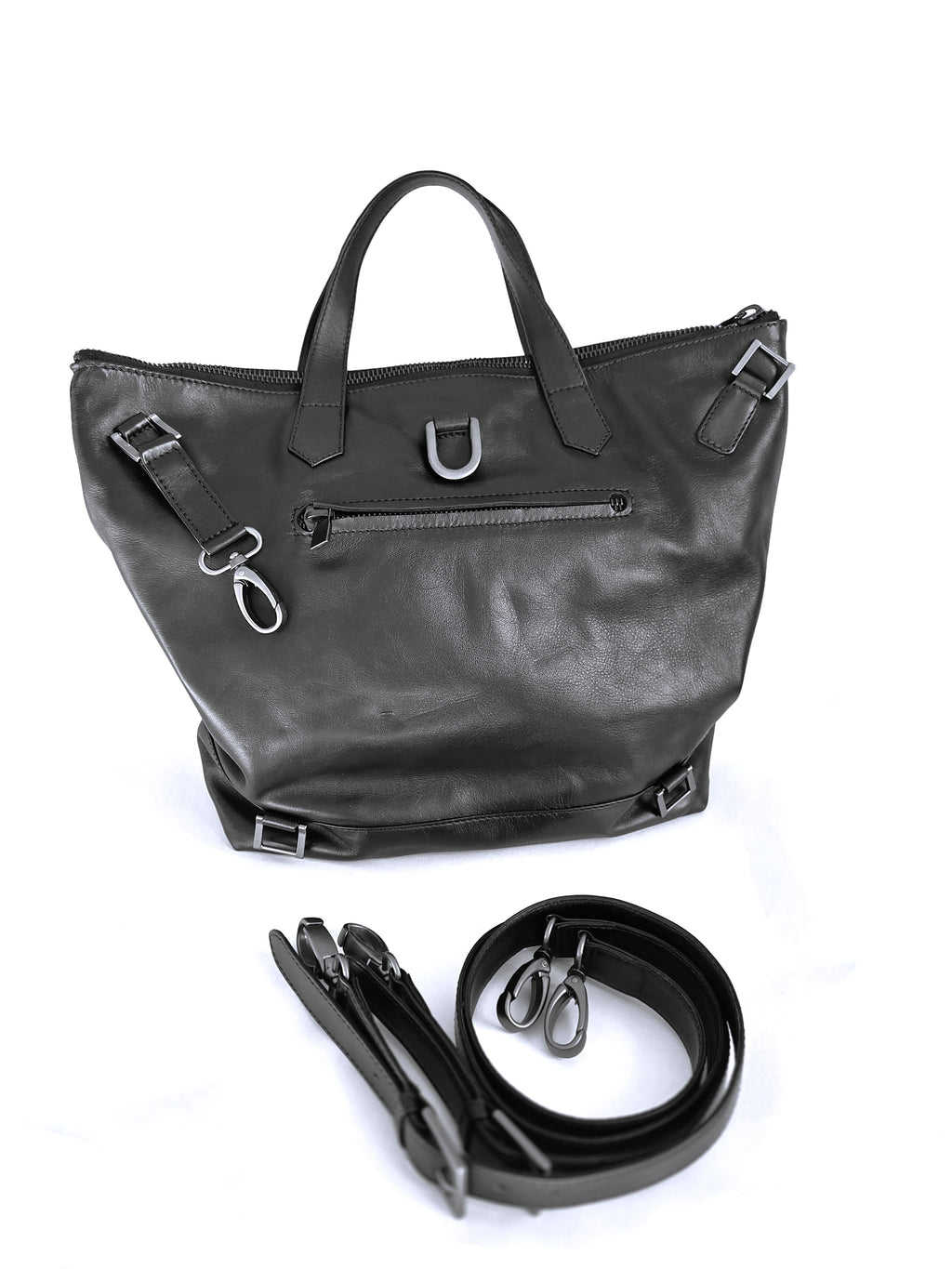 Lils Leather Backpack & Tote - Black Noir