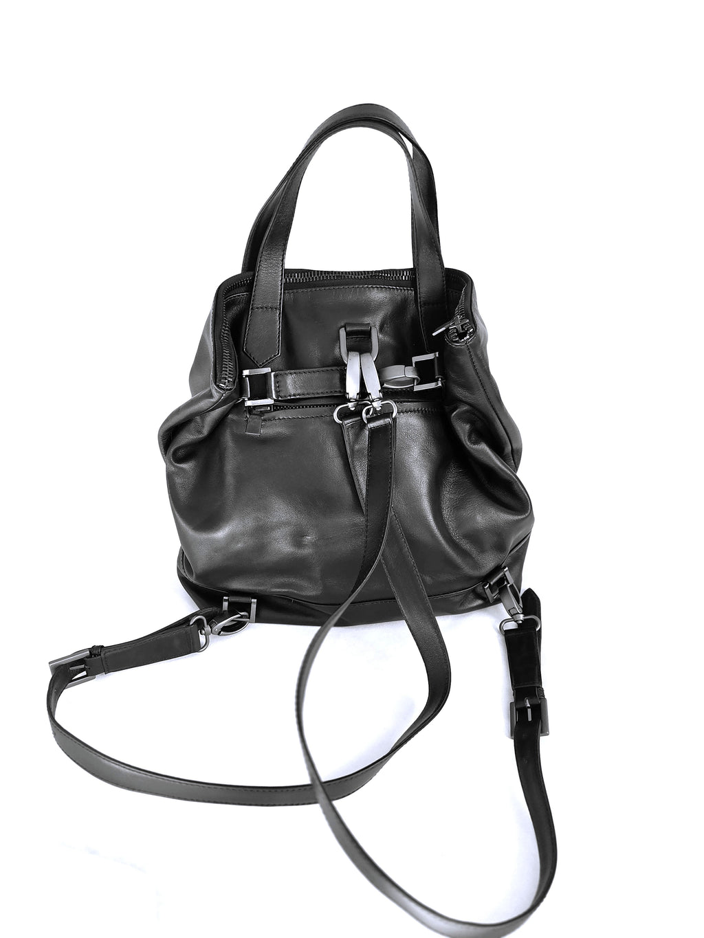 Lils Leather Backpack & Tote - Black Noir