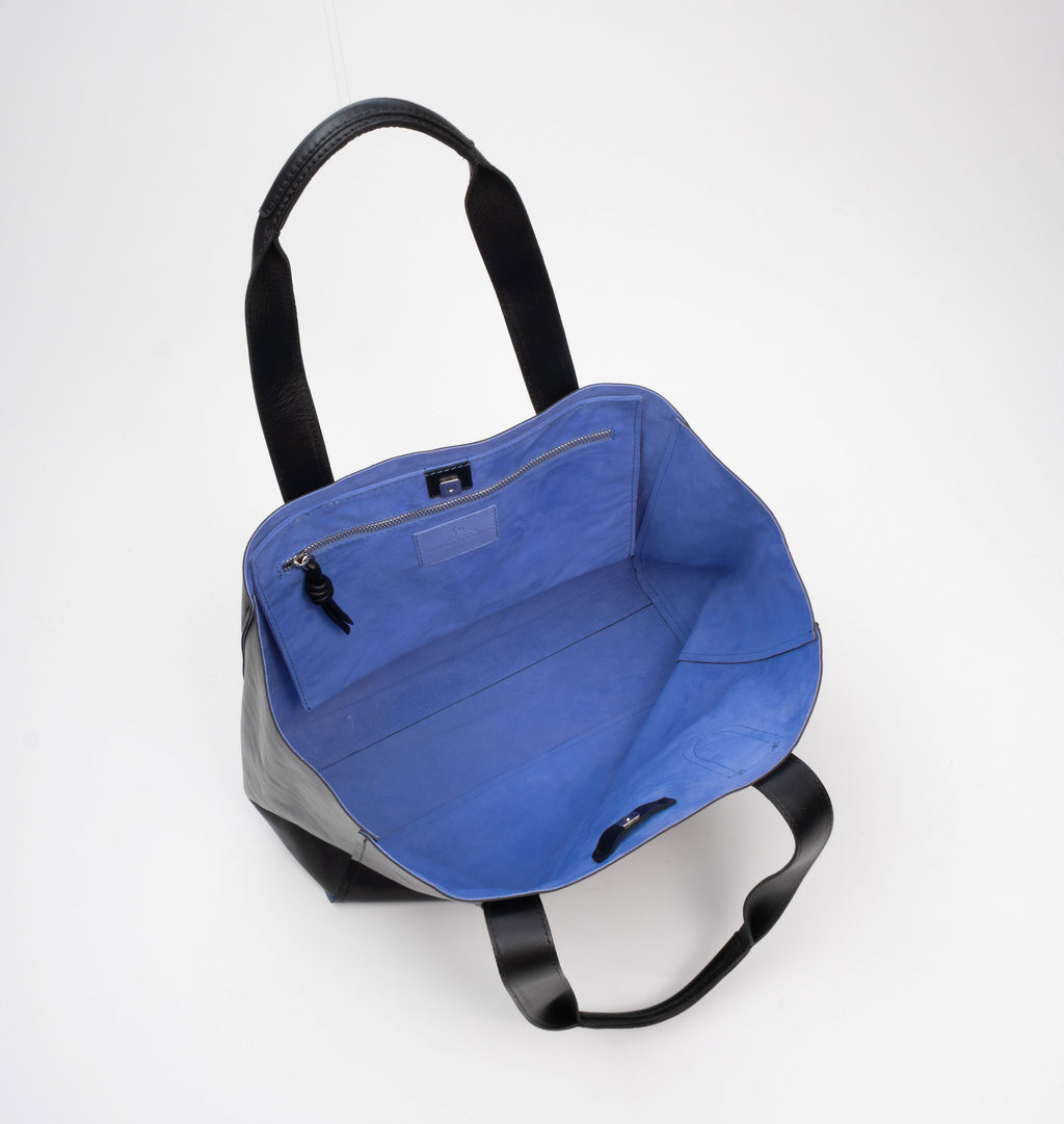 Masi Leather & Suede Tote - Black/Celeste